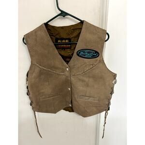 Hot Leathers Harley Girl Tan Leather Vest Prayer Warrior size L